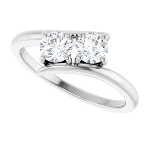 14K White Gold 4.4 mm Round Two-Stone Engagement Ring. 122928:600:P
