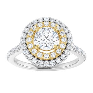 14K White & Yellow Gold 5.8 mm Round Halo-Style Engagement Ring. 122918:322:P