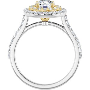 14K White & Yellow Gold 5.8 mm Round Halo-Style Engagement Ring. 122918:322:P
