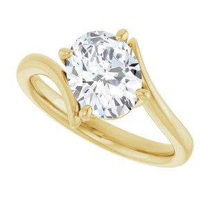14K Yellow Gold 9x7 mm Oval Bypass Solitaire Engagement Ring. 122938:376:P