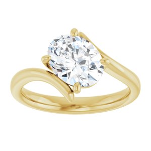 14K Yellow Gold 9x7 mm Oval Bypass Solitaire Engagement Ring. 122938:376:P