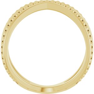 14K Yellow Gold Beaded Criss-Cross Ring