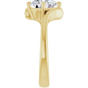 14K Yellow Gold 9x7 mm Oval Bypass Solitaire Engagement Ring. 122938:376:P