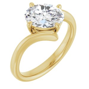 14K Yellow Gold 9x7 mm Oval Bypass Solitaire Engagement Ring. 122938:376:P