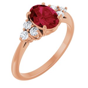 14K Rose Gold Lab-Grown Ruby & 1/6 CTW Diamond Ring. 71812:606:P