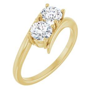 14K Yellow Gold 5.2 mm Round Two-Stone Engagement Ring. 122928:105:P