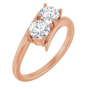 14K Rose Gold 5.2 mm Round Two-Stone Engagement Ring. 122928:106:P