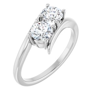 14K White Gold 5.2 mm Round Two-Stone Engagement Ring. 122928:601:P