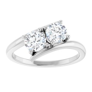 14K White Gold 5.2 mm Round Two-Stone Engagement Ring. 122928:601:P