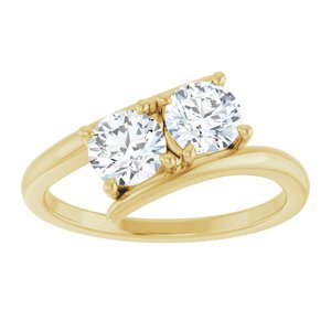 14K Yellow Gold 5.2 mm Round Two-Stone Engagement Ring. 122928:105:P