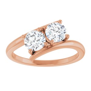 14K Rose Gold 5.2 mm Round Two-Stone Engagement Ring. 122928:106:P