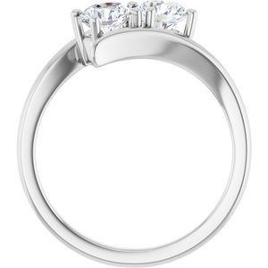 14K White Gold 5.2 mm Round Two-Stone Engagement Ring. 122928:601:P
