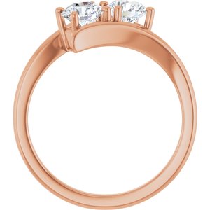 14K Rose Gold 5.2 mm Round Two-Stone Engagement Ring. 122928:106:P