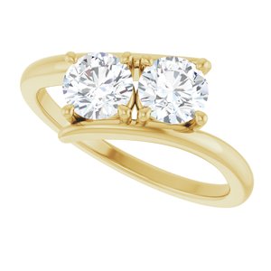 14K Yellow Gold 5.2 mm Round Two-Stone Engagement Ring. 122928:105:P