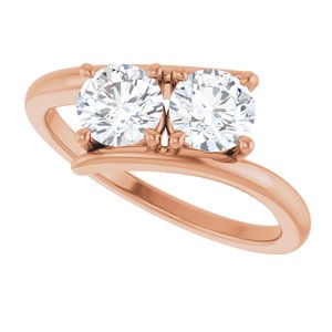 14K Rose Gold 5.2 mm Round Two-Stone Engagement Ring. 122928:106:P