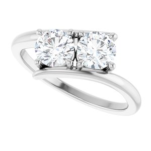 14K White Gold 5.2 mm Round Two-Stone Engagement Ring. 122928:601:P