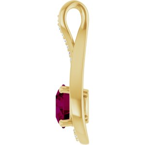 14K Yellow Gold 6 mm Natural Rhodolite Garnet & .04 CTW Diamond Pendant