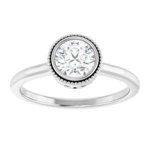 14K White Gold Bezel-Set 5.8 mm Round Halo-Style Engagement Ring. 122960:106:P