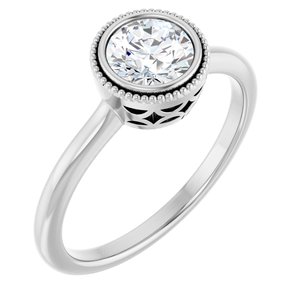 14K White Gold Bezel-Set 5.8 mm Round Halo-Style Engagement Ring. 122960:106:P