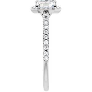 14K White Gold 8x6 mm Emerald 1/4 CTW Diamond Halo-Style Accented Engagement Ring. 123066:604:P