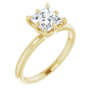 14K Yellow Gold 6 mm Square Solitaire Engagement Ring. 124348:856:P