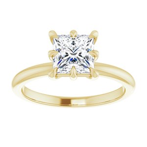 14K Yellow Gold 6 mm Square Solitaire Engagement Ring. 124348:856:P
