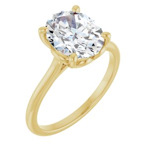 14K Yellow Gold 10x8 mm Oval Solitaire Engagement Ring. 123060:406:P