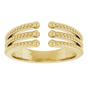 14K Yellow Gold Beaded Negative Space Ring. 51675:102:P