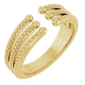 14K Yellow Gold Beaded Negative Space Ring. 51675:102:P
