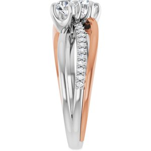 14K White & Rose Gold 4.1 mm Round Two-Stone Accented Engagement Ring. 123118:104:P