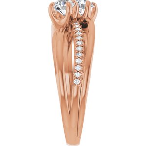 14K Rose Gold 4.1 mm Round Two-Stone Accented Engagement Ring. 123118:105:P