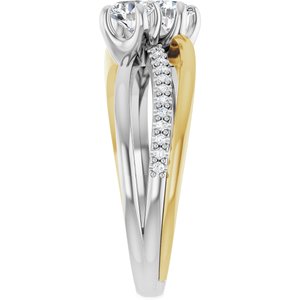14K White & Yellow Gold 4.1 mm Round Two-Stone Accented Engagement Ring. 123118:102:P