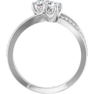 14K White Gold 4.1 mm Round Two-Stone Accented Engagement Ring. 123118:101:P