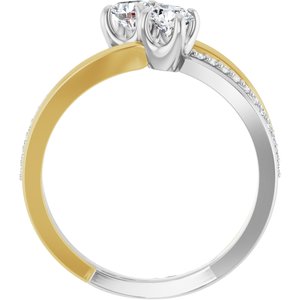 14K White & Yellow Gold 4.1 mm Round Two-Stone Accented Engagement Ring. 123118:102:P