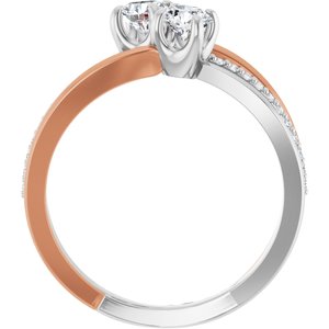 14K White & Rose Gold 4.1 mm Round Two-Stone Accented Engagement Ring. 123118:104:P