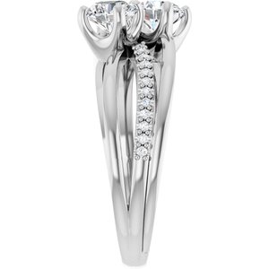 14K White Gold 5.2 mm Round Two-Stone Accented Engagement Ring. 123118:115:P