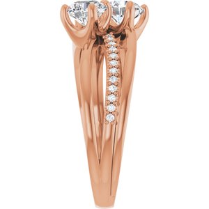 14K Rose Gold 5.2 mm Round Two-Stone Accented Engagement Ring. 123118:119:P