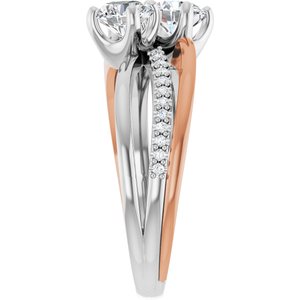 14K White & Rose Gold 5.2 mm Round Two-Stone Accented Engagement Ring. 123118:118:P