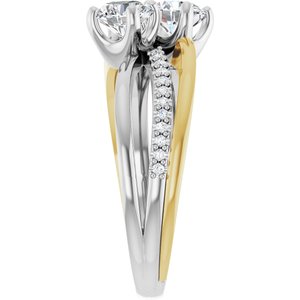 14K White & Yellow Gold 5.2 mm Round Two-Stone Accented Engagement Ring. 123118:116:P