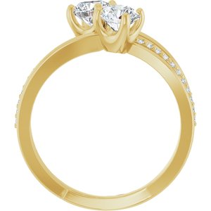 14K Yellow Gold 5.2 mm Round 1/10 CTW Diamond Two-Stone Accented Engagement Ring. 123118:614:P