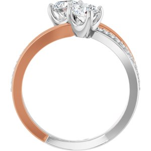14K White & Rose Gold 5.2 mm Round Two-Stone Accented Engagement Ring. 123118:118:P