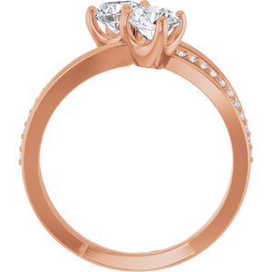 14K Rose Gold 5.2 mm Round Two-Stone Accented Engagement Ring. 123118:119:P