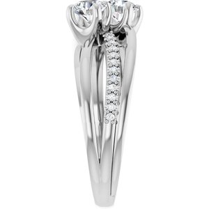 14K White Gold 4.4 mm Round Two-Stone Accented Engagement Ring. 123118:108:P