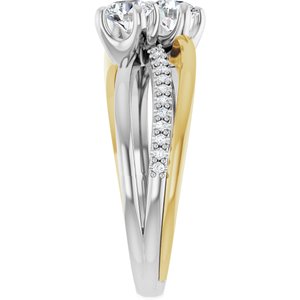 14K White & Yellow Gold 4.4 mm Round Two-Stone Accented Engagement Ring. 123118:109:P