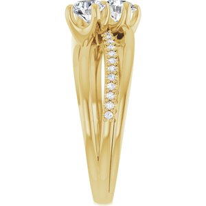 14K Yellow Gold 4.4 mm Round Two-Stone Accented Engagement Ring. 123118:110:P