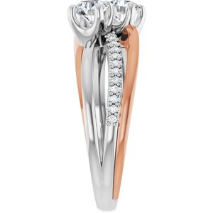 14K White & Rose Gold 4.4 mm Round Two-Stone Accented Engagement Ring. 123118:111:P