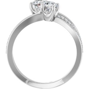 14K White Gold 4.4 mm Round Two-Stone Accented Engagement Ring. 123118:108:P