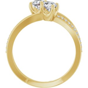 14K Yellow Gold 4.4 mm Round Two-Stone Accented Engagement Ring. 123118:110:P