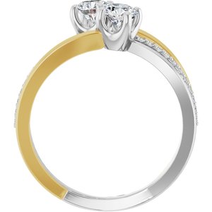 14K White & Yellow Gold 4.4 mm Round Two-Stone Accented Engagement Ring. 123118:109:P