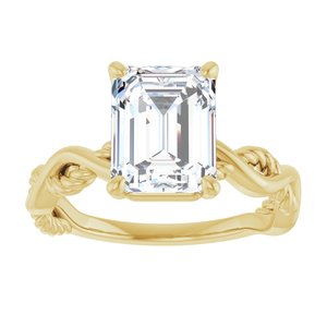 14K Yellow Gold  9x7 mm Emerald Solitaire Engagement Ring. 123131:496:P
